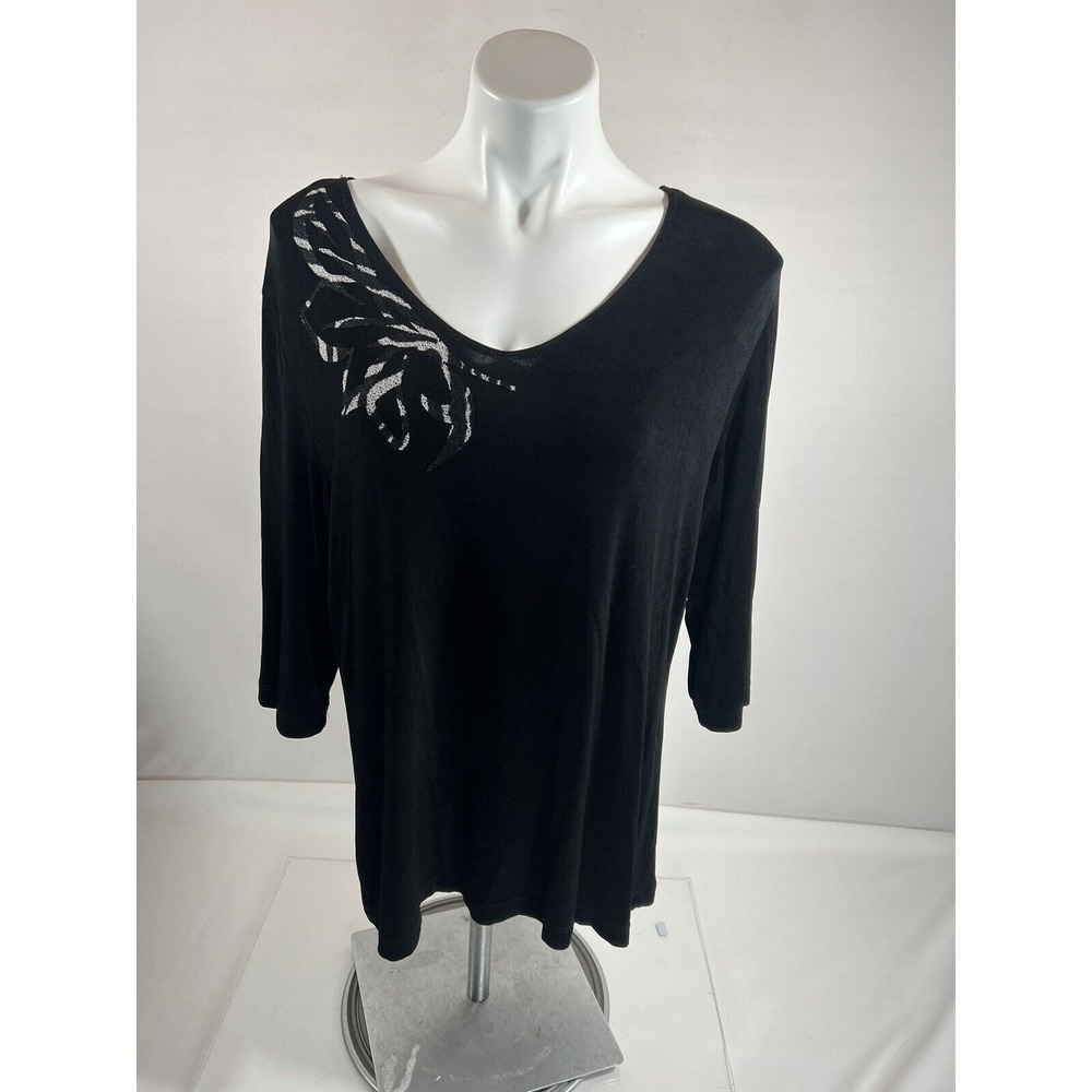 Chicos Travelers Shirt Womens Bird Print Wrinkle Free‎ Artsy Travel Chic